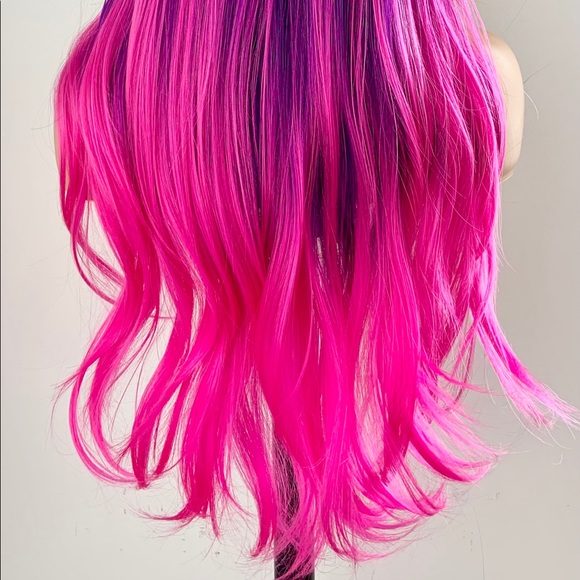Very Pretty 26” Pink Fuchsia Wig with Bangs for Events or Daily Wear - Picture 11 of 11